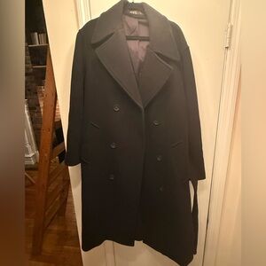 Black Double-Breasted wool blend Coat